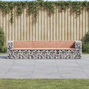 vidaXL Banco jardim design gabião 287x71x65,5cm madeira douglas maciça