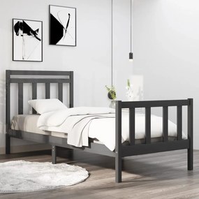 Estrutura cama de solteiro 90x190 cm madeira maciça cinza
