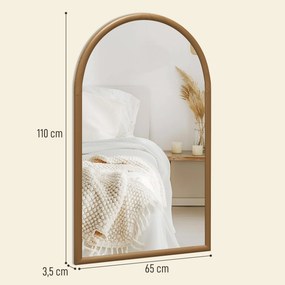 Espelho de Parede 65x110 cm com Moldura de Madeira em Forma de Janela Espelho Decorativo para Sala Quarto Castanho Escuro