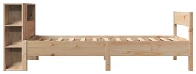 Cama com estante sem colchão 75x190 cm pinho maciço