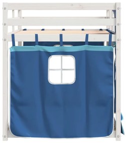 Beliche com cortinas 90x200 cm madeira de pinho maciça azul