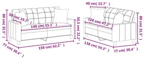 2 pcs conjunto de sofás com almofadas couro artificial cinzento