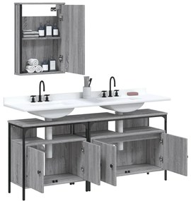 3 pcs Conjunto móveis casa de banho madeira proc. cinza sonoma