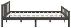 Estrutura de cama king 150x200 cm madeira maciça cinza