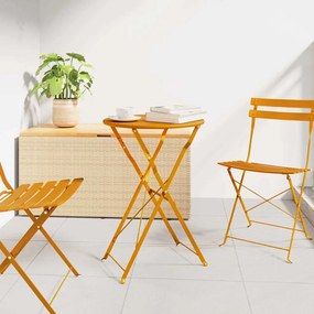 vidaXL Mesa Bistro Dobrável Amarelo Mostarda Ø50x71 cm Aço Revestido a Pó