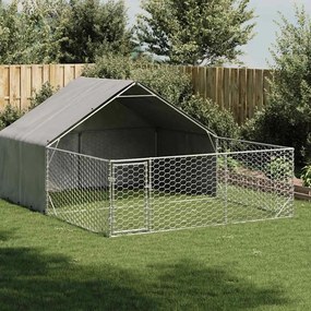 Canil exterior para cães com corredor 4x3x1,9 m aço galvanizado