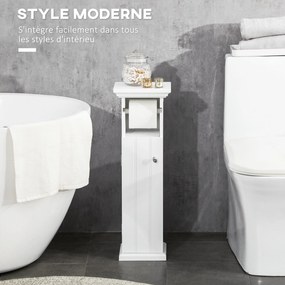 Móvel de casa de banho 21,5 x 17,8 x 66,5 cm com suporte para papel higiénico, armário e saída para o papel, branco