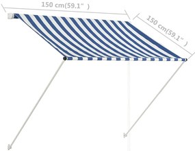 Toldo retrátil 150x150 cm azul e branco