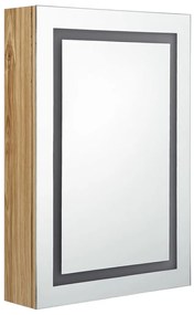 Armário espelhado p/ casa de banho LED 50x13x70 cm carvalho