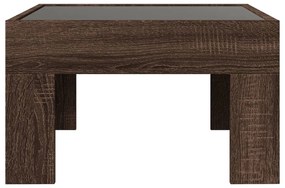 Mesa centro luzes LED Infinity 50x50x30 cm carvalho castanho