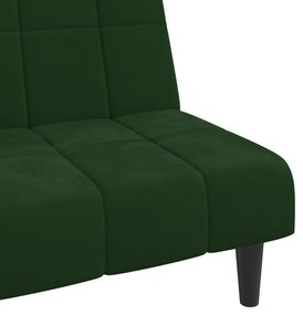 Sofá-cama de 2 lugares veludo verde-escuro