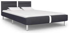 Estrutura de cama com LED 140x200 cm couro artificial preto