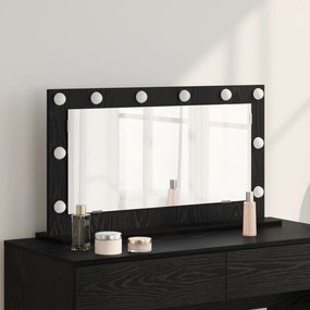 vidaXL Espelho de Vanity com Luzes LED Carvalho Preto 80x45x18 cm