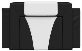 Almofadão de cabeceira 90 cm couro artificial preto e branco