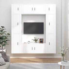 Conjunto móveis de TV 8 pcs madeira processada branco