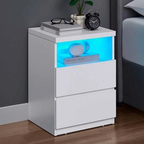 Mesa de cabeceira com iluminação LED regulável 35 x 40 x 55 cm branca