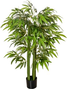 Planta artificial de bambu, árvore artificial de 140 cm com vaso, planta artificial verde para decoração de interiores