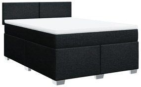 Cama com molas/colchão 140x200 cm tecido preto