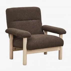 Pacote De 2 Poltronas Estofadas Em Madeira De Freixo Bernia Bouclé Castanho Chocolate - Sklum