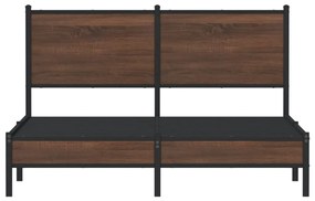 Estrutura de cama sem colchão 137x190cm metal carvalho castanho