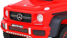 Carro elétrico para Crianças 12V 4 motores Mercedes G63 6x6 AMG Rodas EVA Assento de couro Vermelho