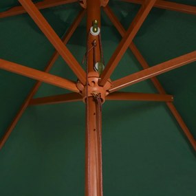 Guarda-sol com mastro em madeira 270x270 cm verde