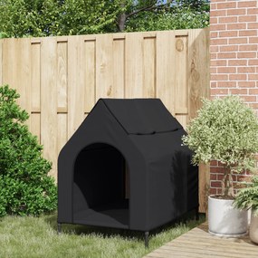 Casa para Cão Preto Tecido Oxford e Aço