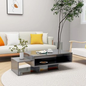vidaXL Mesa de centro 105x55x32 cm contraplacado cinzento brilhante