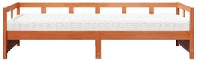 Sofá-cama com colchão 90x190 cm pinho maciço castanho-mel