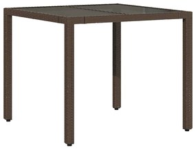 3 pcs conjunto bistrô de jardim c/ almofadões vime PE castanho