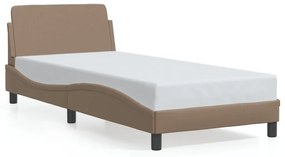 Estrutura cama c/ cabeceira couro artif. 80x200 cm cappuccino