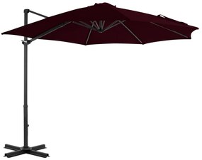 vidaXL Guarda-sol jardim cantilever c/ poste alumínio 300 cm vermelho
