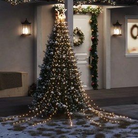 vidaXL Iluminação p/ árvore de Natal 320 luzes LED 375cm branco quente