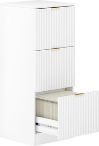 HOMCOM Arquivador de Escritório com 3 Gavetas Frentes Caneladas Móvel para Arquivo para Tamanho A4 ou Carta 40x40x101 cm Branco | Aosom Portugal