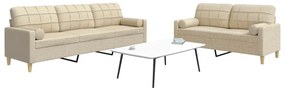 2pcs conjunto de sofás c/ almofadas decorativas tecido creme