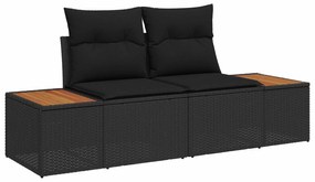 vidaXL Sofá de jardim Preto 184 x 62 x 85cm vime PE