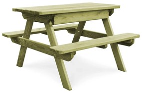 45148 vidaXL Mesa infantil com bancos p/ piqueniques pinho impregnado
