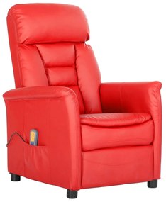 329683 vidaXL Poltrona massagens reclinável couro artificial vermelho