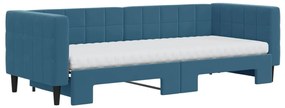 Sofá-cama com gavetão e colchões 80x200 cm veludo azul