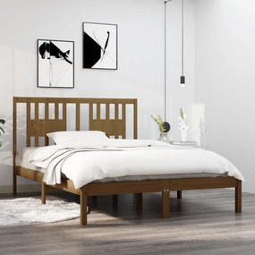 vidaXL Estrutura de cama 120x200 cm madeira pinho maciço castanho mel