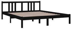 Estrutura de cama 160x200 cm madeira maciça preto