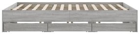 Estrutura de cama c/ gavetas derivados madeira cinza sonoma