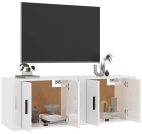 Móveis de TV de parede 2 pcs 57x34,5x40 cm branco brilhante