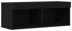 Armário de TV vidaXL com luzes LED Carvalho Preto 80x30x30 cm