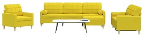 4pcs conjunto sofás c/almofadões/apoio pés tecido amarelo-claro