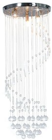 Candeeiro de teto com contas de cristal G9 espiral prateado