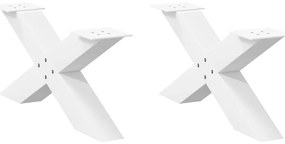 vidaXL Pés para mesa de centro em formato de X, 2 peças, branco, 70x (30-31) cm, aço