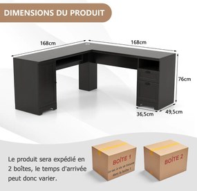 Mesa de computador em formato de L de 66 polegadas - Carvalho