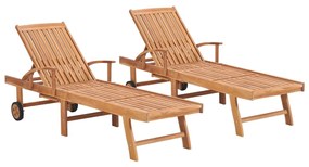 vidaXL Espreguiçadeiras 2 pcs madeira de teca maciça