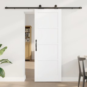 Porta Deslizante vidaXL com Conjunto de Ferragens 'ORKDAL'Madeira Sólida Branca de Pinheiro